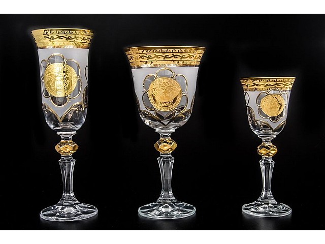 Набор фужеров Кристина Версачи Богемия R-G фон Bohemia Crystal 18 предметов