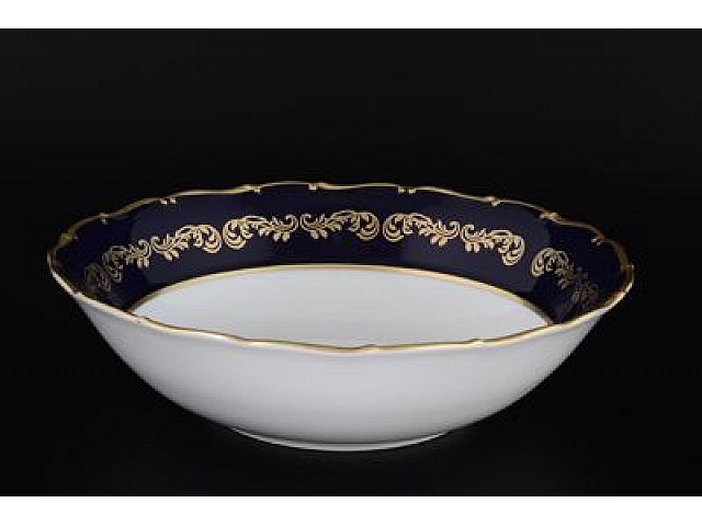 Салатник 26 см Анжелика Кобальт Золотые вензеля MZ