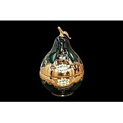 Конфетница с крышкой (Груша) 40 см Лепка Зеленая М+М Bohemia Crystal