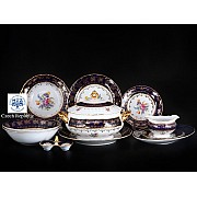 Столовый сервиз Офелия Полевой цветок Кобальт MZ на 6 персон 27 предметов