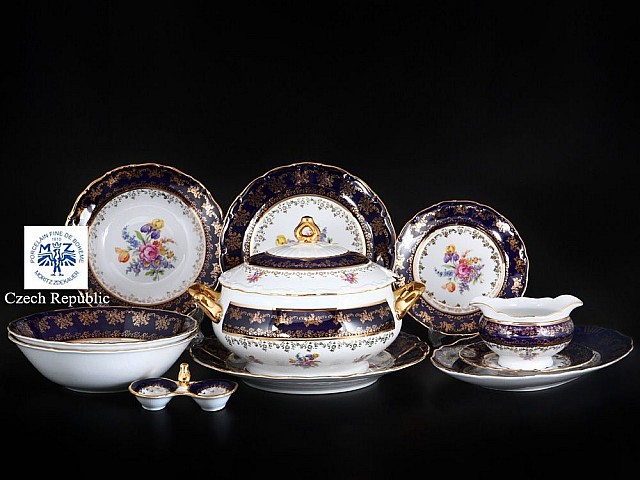 Столовый сервиз Офелия Полевой цветок Кобальт MZ на 6 персон 27 предметов