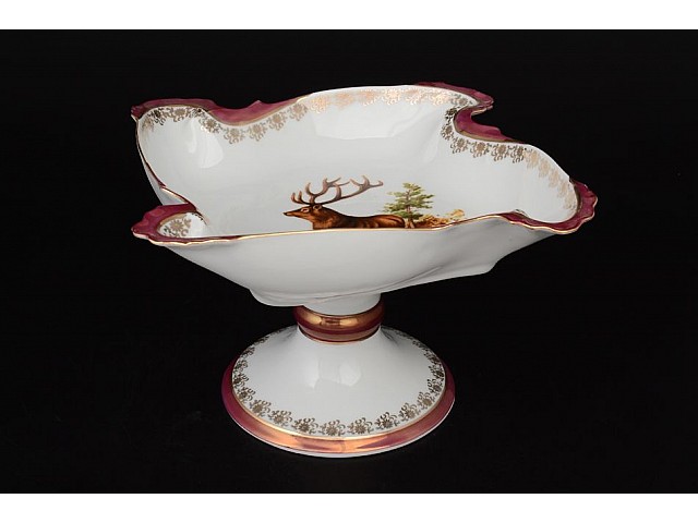 Салатник на ножке 27 см Охота красная Queens Crown