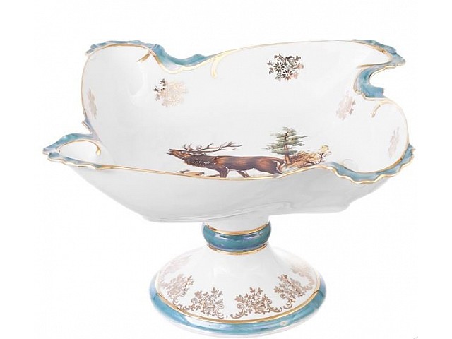 Салатник на ножке Охота зеленая Корона Queens Crown 31 см