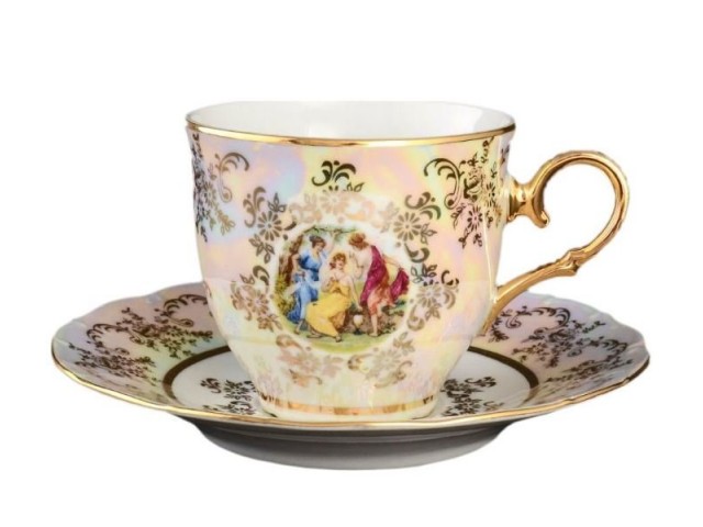 Набор кофейных пар 170 мл Офелия Мадонна перламутр MZ (6 пар)