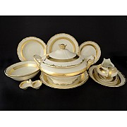 Столовый сервиз Анжелика Слоновая кость Золотая лента MZ на 6 персон 27 предметов