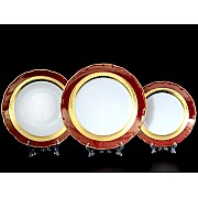 Набор тарелок Магнолия Золотая полоса Рубин MZ на 6 персон 18 шт