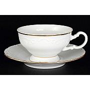 Набор чайных пар 230 мл Лиана Белый узор MZ (6 пар)