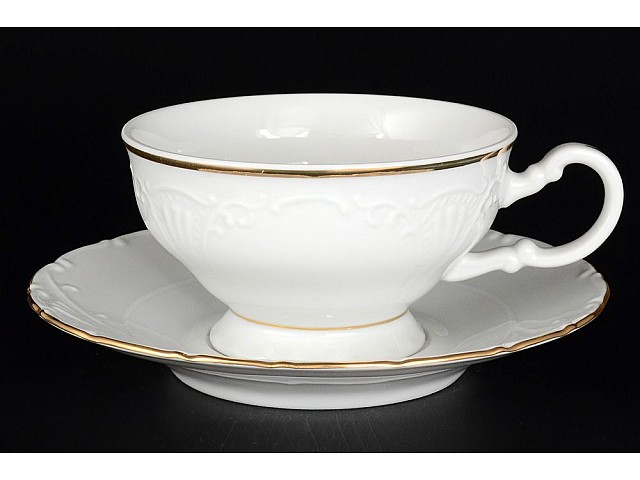 Набор чайных пар 230 мл Лиана Белый узор MZ (6 пар)