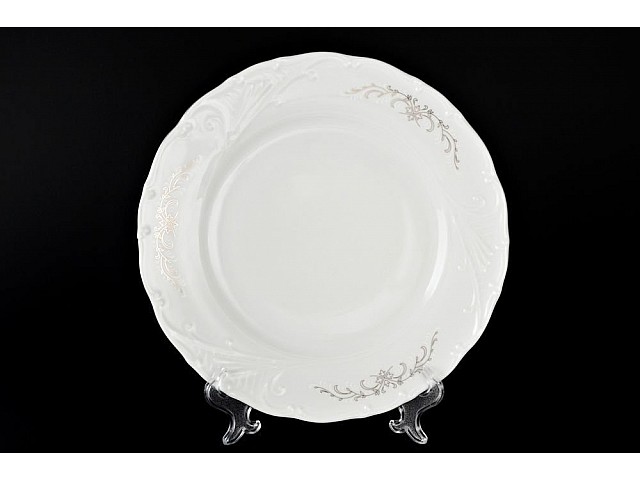 Набор тарелок 25 см Лиана Серый орнамент отводка платина MZ 6 шт