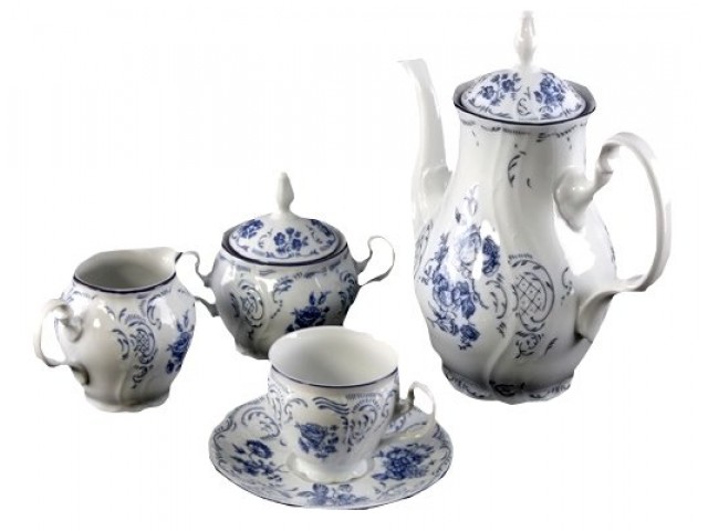 Сервиз кофейный Бернадотт Синие розы на 6 персон 15 предметов