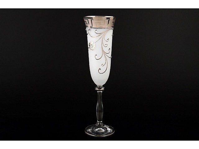 Набор фужеров для шампанского 180 мл Анжела Костка Кутка платина R-G фон Bohemia 6 шт