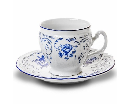 Набор чайных пар бочка Синие розы Bernadotte 240 мл (6 пар)