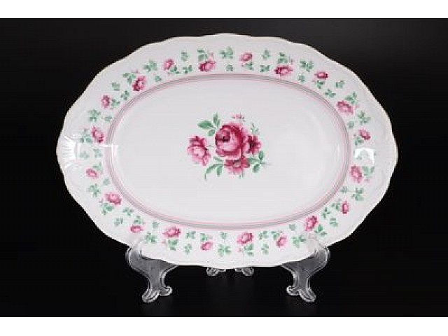 Блюдо овальное 32 см Офелия Плетистая роза Лагуна Отводка золото MZ