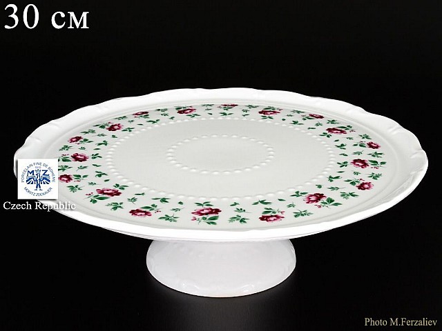Тарелка для торта на ножке 30 см Офелия Плетистая роза MZ