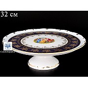 Тарелка для торта 32 см на ножке Офелия Мадонна Кобальт MZ