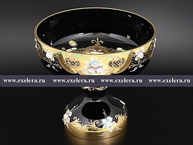 Фруктовница 30 см Bohemia Crystal Лепка черная E-V