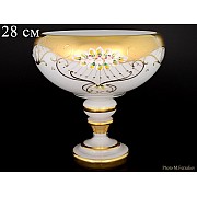 Фруктовница на ножке Лепка Белая B-L Bohemia 28 см