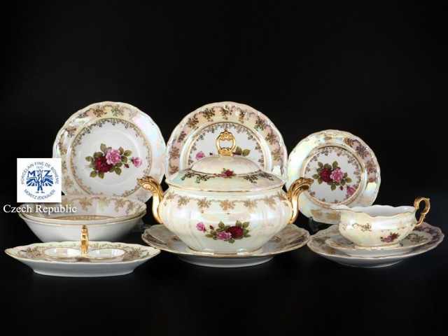 Столовый сервиз Гранд Роза перламутр Carlsbad на 6 персон 29 предметов