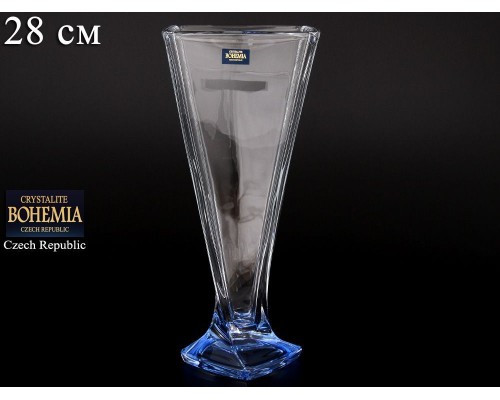 Ваза для цветов Quadro Bohemia Crystal синяя 28 см