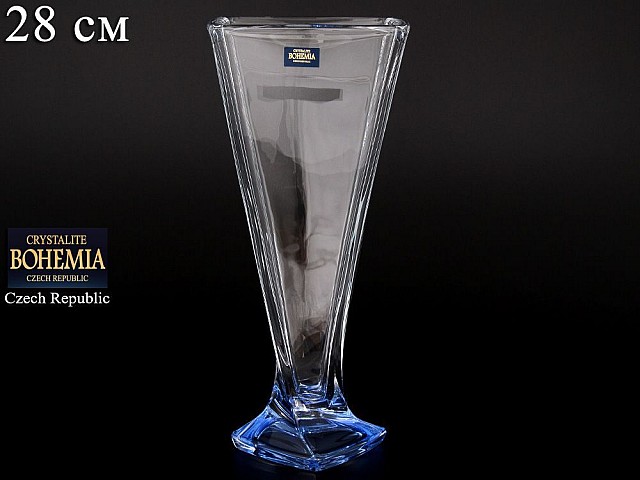Ваза для цветов Quadro Bohemia Crystal синяя 28 см