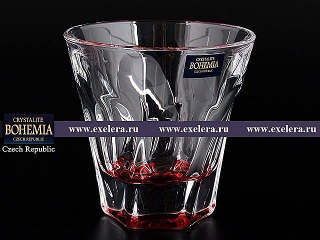 Набор стаканов для виски 230 мл Apollo Crystalite Bohemia красные 6 шт