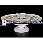 Тарелка для торта 30 см на ножке Офелия Роза перламутр MZ