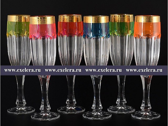Набор фужеров для шампанскго 150 мл NEON B-G фон Bohemia Crystal