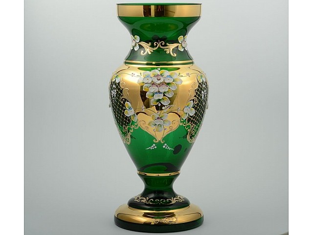 Ваза для цветов 43 см Bohemia Лепка Зеленая E-V