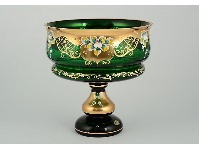 Конфетница на ножке Bohemia Crystal Лепка зеленая И-В 26 см Конфетница на ножке Bohemia Crystal Лепка зеленая И-В 26 см