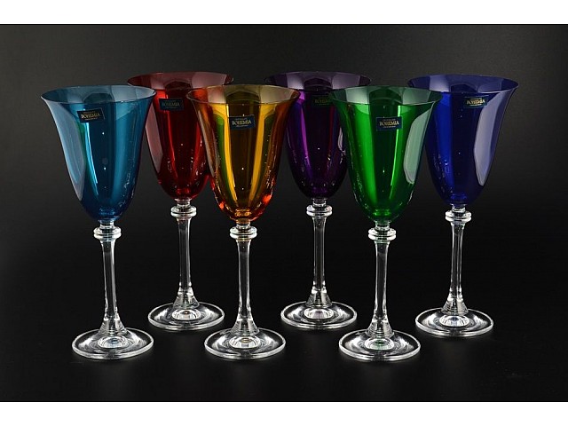 Набор бокалов для вина 250 мл Alexandra Crystalite Bohemia цветные 6 шт