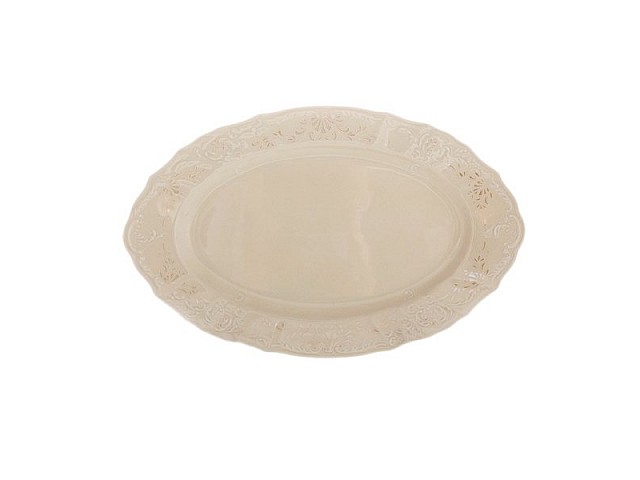 Блюдо овальное 34 см Бернадотт Платиновый узор BE-IVORY