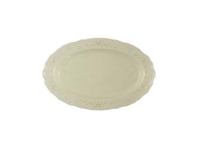 Блюдо овальное 36 см Бернадотт Платиновый узор BE-IVORY