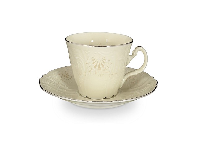 Набор чайных пар ведерка Платиновый узор Be-Ivory Bernadotte 200 мл (6 пар)
