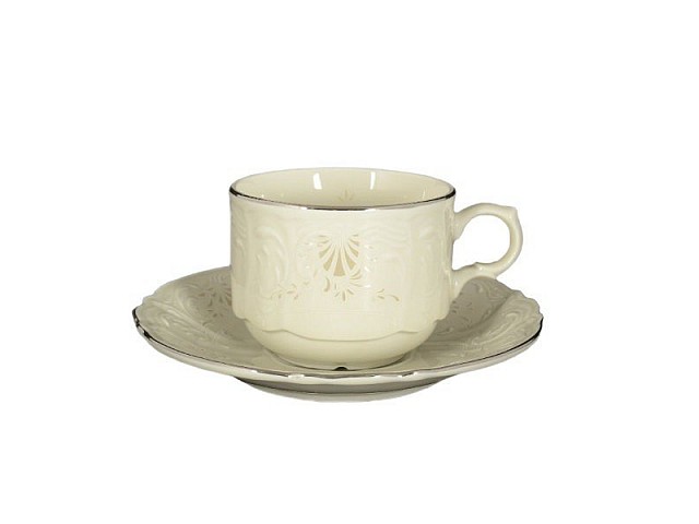 Набор чайных пар Платиновый узор Be-Ivory Bernadotte 250 мл (6 пар)