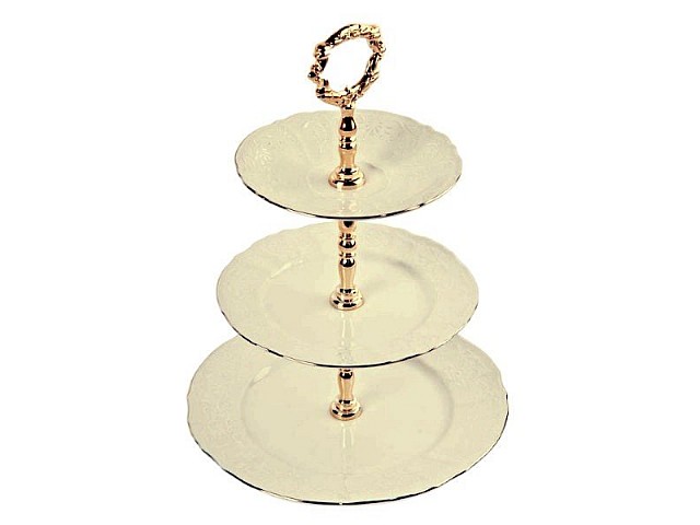 Этажерка (Горка) 3 яруса Бернадотт Платиновый узор BE-IVORY