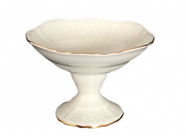 Конфетница на ножке 19 см Бернадотт Белый узор BE-IVORY