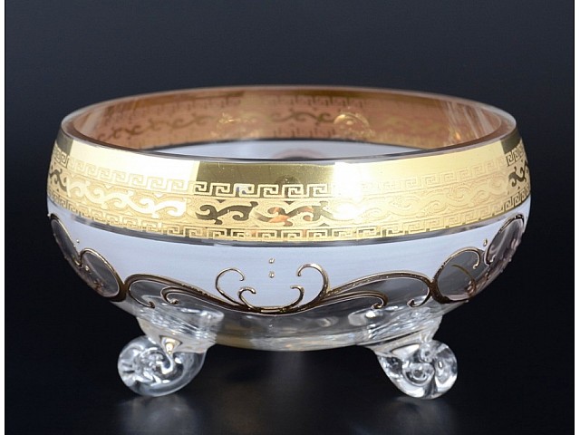 Конфетница тройножка 16 см Версаче B-G фон Bohemia Crystal