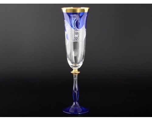 Набор синих фужеров для шампанского 190 мл E-V Bohemia Crystal