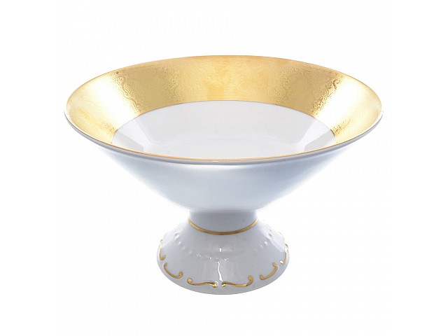 Фруктовница на ножке Falkenporzellan Diamond Full Gold 24 см