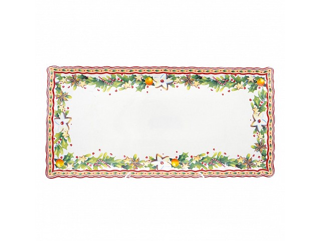 Блюдо прямоугольное Repast Christmas world Green 37*18 см