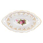 Блюдо овальное на ножке Queen's Crown Роза перламутр 31 см