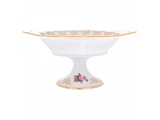 Блюдо овальное на ножке Queen's Crown Роза перламутр 31 см