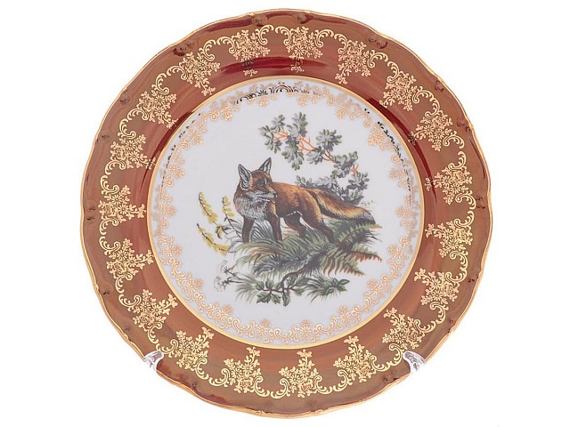 Набор тарелок Queen's Crown Aristokrat Охота красная 25 см