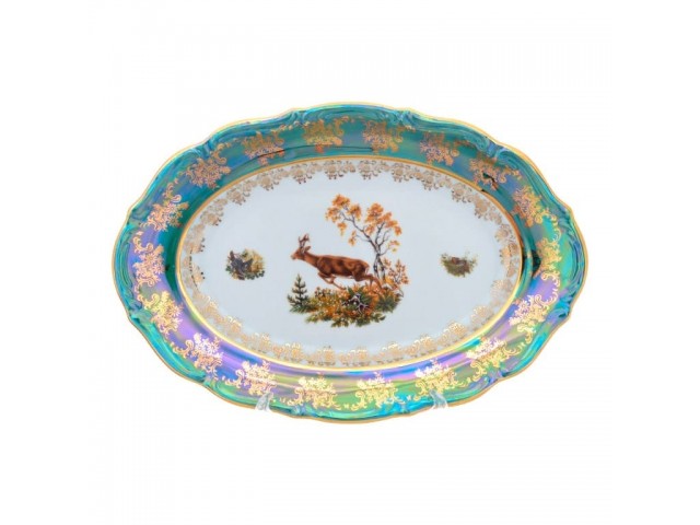 Блюдо овальное Repast Охота зеленая Мария-тереза R-L 28 см