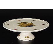 Тарелка для торта на ножке 30 см Анжелика Слоновая кость Фрукты MZ