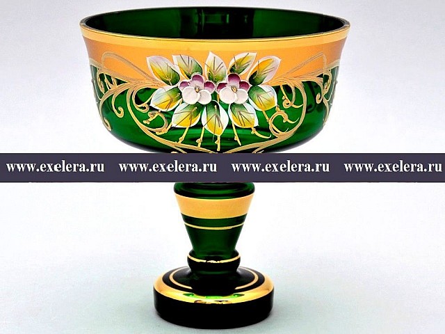Конфетница Лепка Зеленая B-P Bohemia Crystal 15 см 1423