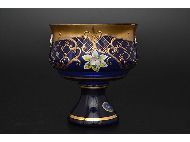 Конфетница Лепка Синяя B-P Bohemia Crystal 15 см 1439