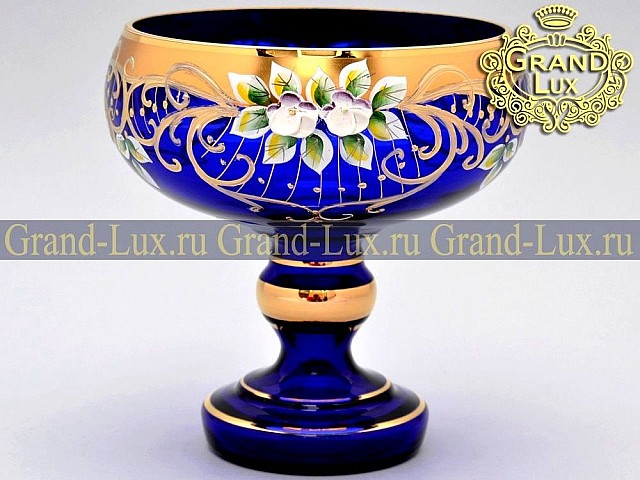 Конфетница Лепка Синяя B-P Bohemia Crystal 17 см 1464