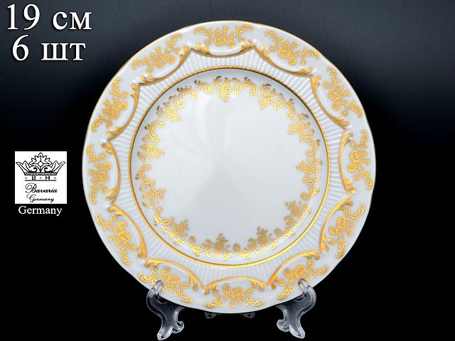 Набор тарелок 19 см Venezie Redrose Polirgold Бавария 6 шт