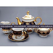 Чайный сервиз Офелия Золотая роза Кобальт Мелкий узор MZ на 6 персон